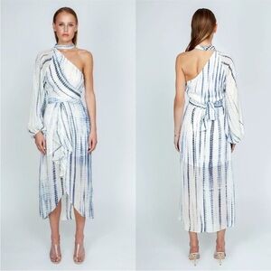 Hemant & Nandita One Shoulder Georgette
Choker Tie-Dye Metallic Dress Size XS